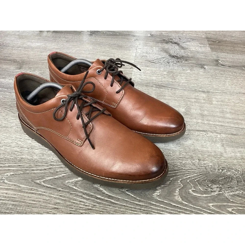 Clarks Mens Folcroft Plain Brown Lace Up Comfort Walking Oxford Shoes Size 11 M